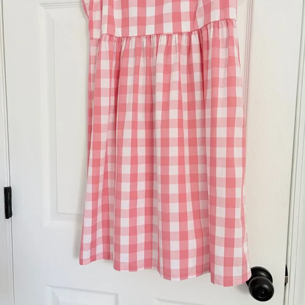 J.Crew Pink Gingham Smocked Sundress Size M Preowned Summer Cottagecore